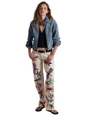 Free People We The Free Tennessee Low Rise Illusions Jeans Dragonfly Size 25